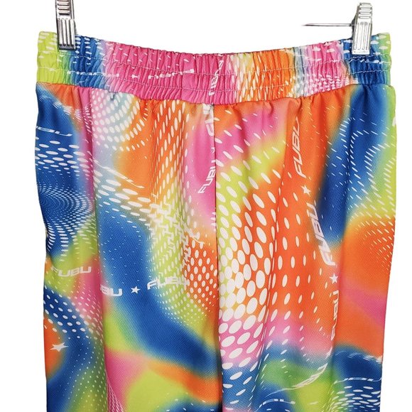 FUBU X Forever 21 Size M Pants Pull-On Wide Leg Rainbow Swirl Logo StreetWear - Picture 6 of 11